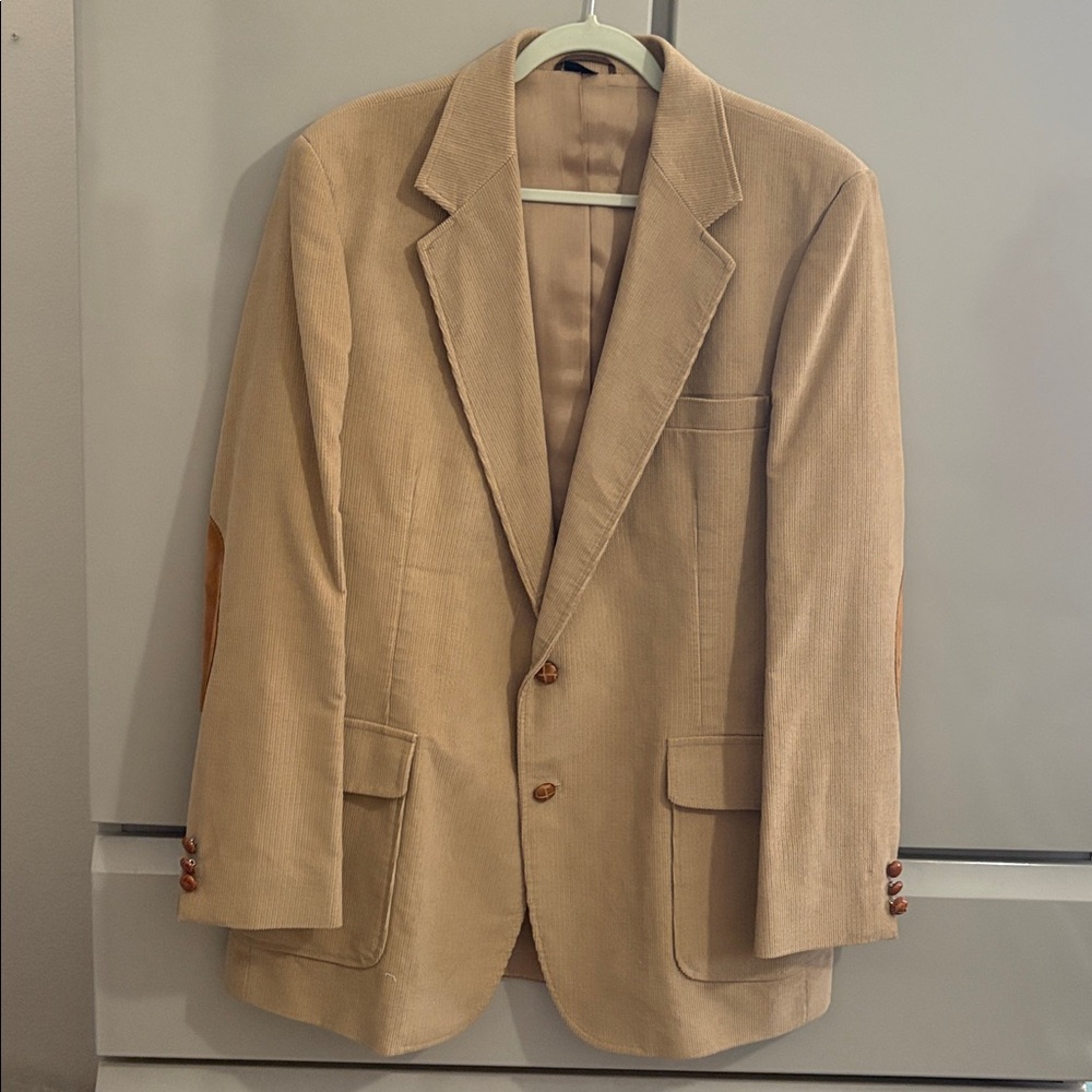 Haggar corduroy Tan 44L Blazer with Elbow Patches Made in USA